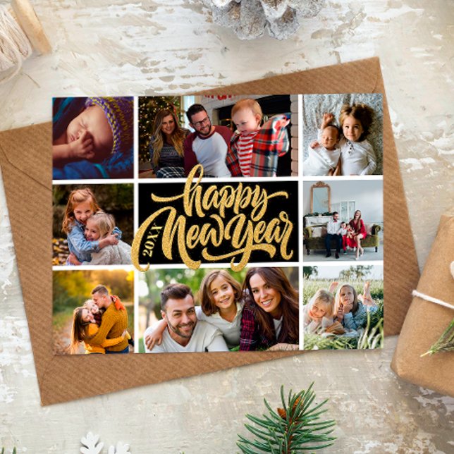 Gott nytt år-vykort för fotokollage vykort (Skapare uppladdad)