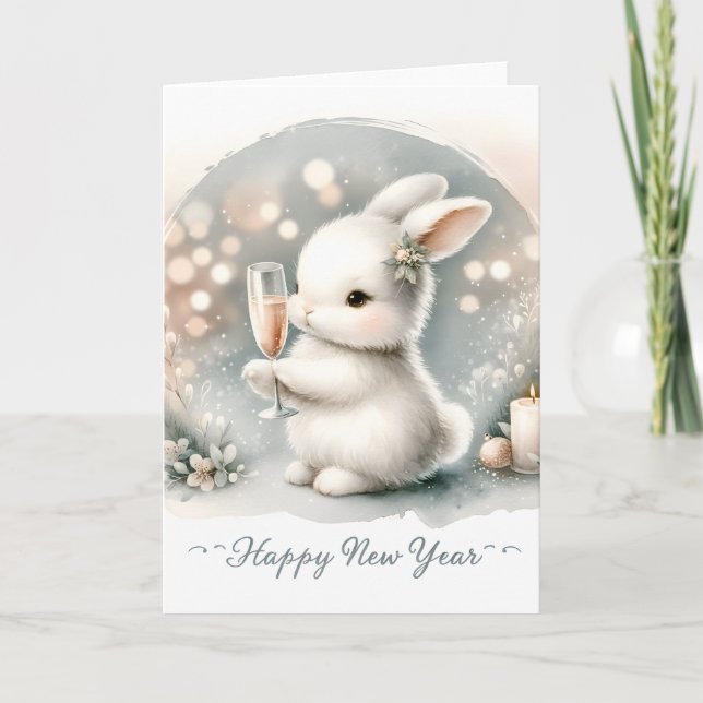 Gott nytt år Winter Bunny Kort (Framsida)