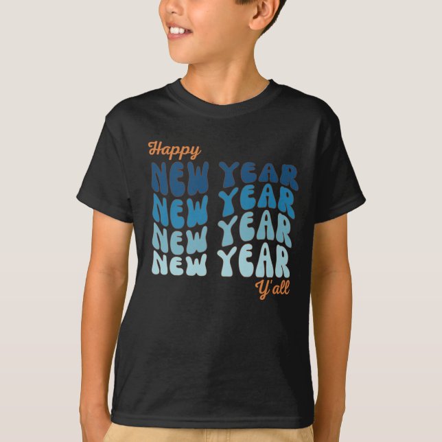 Gott nytt år Y'all Boys' T Shirt (Framsida)