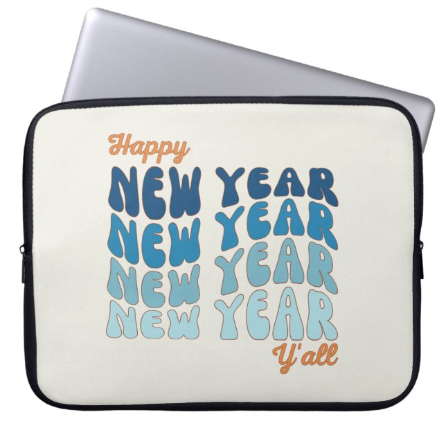 Gott nytt år Y'all Retro Laptop Fodral (Framsidan)