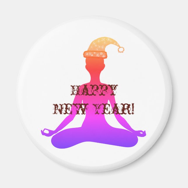 Gott Nytt År Yoga Meditation Dam Magnet (Framsidan)