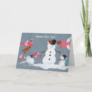 Gott nytt årflyggrisar helgkort