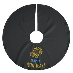 Gott nytt årfyrverkerier på svart julgransmatta borstad polyester
