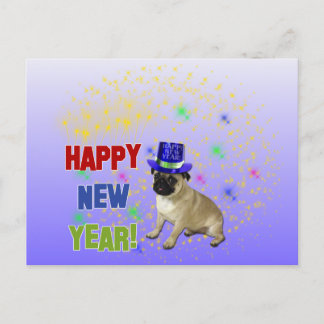 Gott nytt årmopsvykort helg vykort