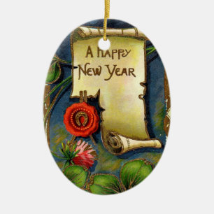 Gott nytt årprydnad julgransprydnad keramik