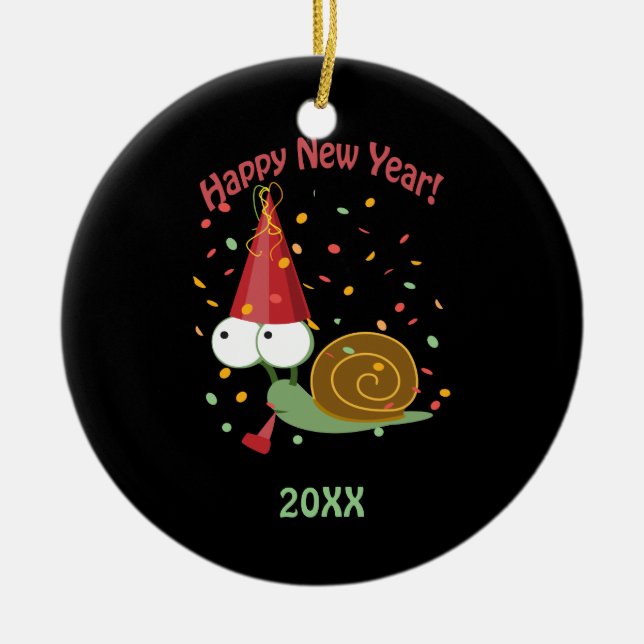 Gott nytt årsnigel julgransprydnad keramik (Framsidan)