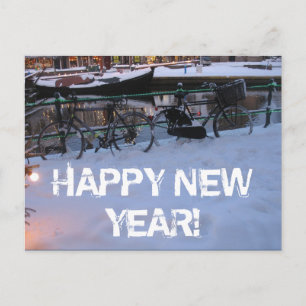 Gott nytt årsnö cyklar vykortet helg vykort