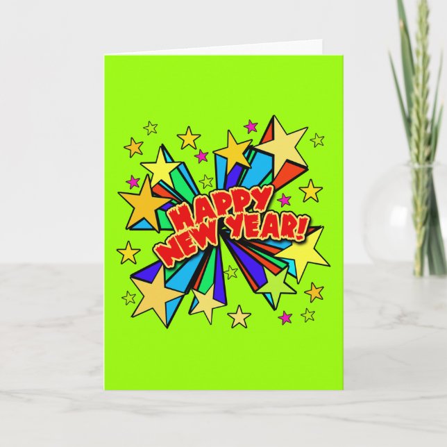 Gott nytt årT-tröja, ölSteins, party favors Helgkort (Framsida)