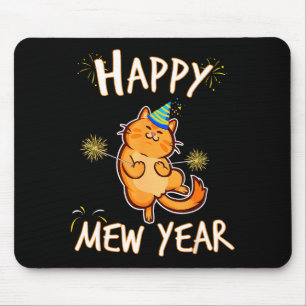 Gott nytt kattår 2025 Rolig katt Nyårsfest Musmatta