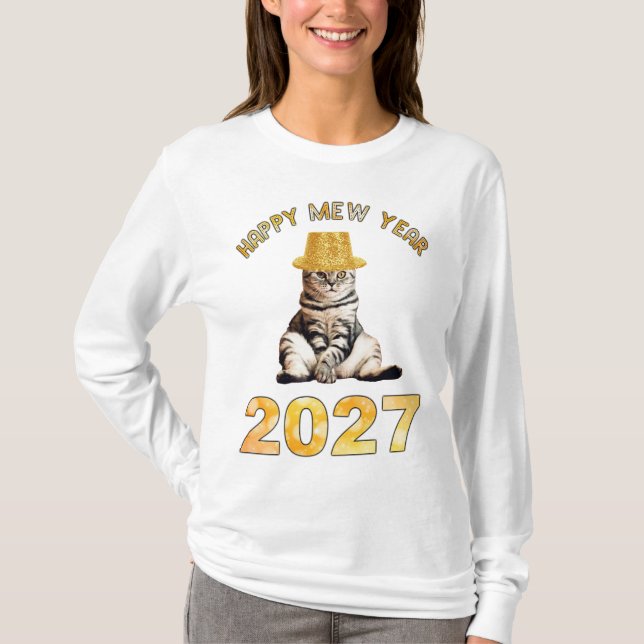 Gott nytt kattår 2027 t shirt (Framsida)