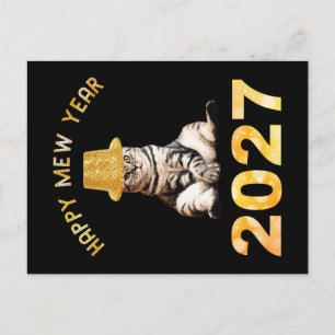 Gott nytt kattår 2027 vykort