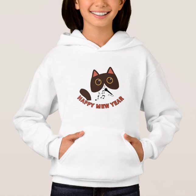 Gott nytt kattår Söt katt Nyår design T Shirt (Framsida)