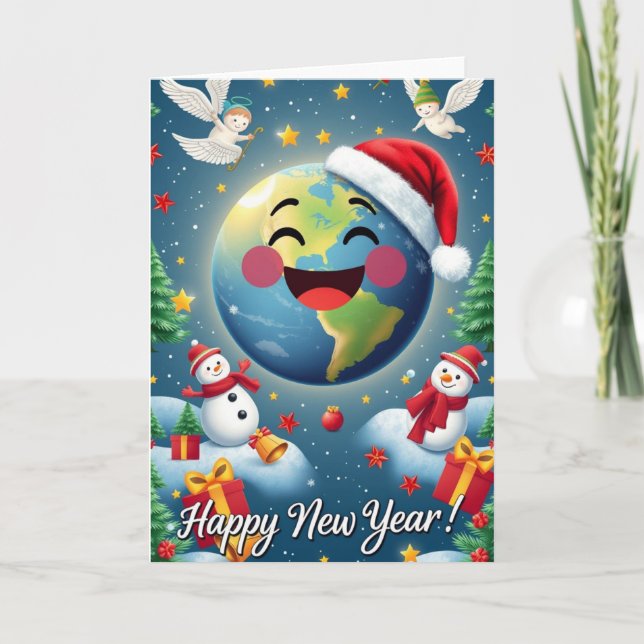 Gott Nytt Planetår! Greeting Card Tack Kort (Framsida)