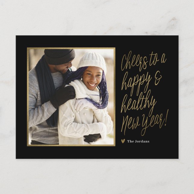 Gott och hälsosamt nytt år Foto Postkort Helg Vykort (Framsida)