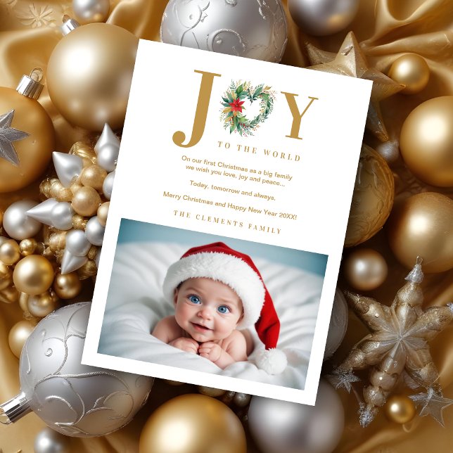 Gott Poinsettias jul Heart-Shape Garland (Lovely Poinsettias Christmas Heart-Shape Garland Photo and Joy to the World Quote Holidays Cards.)