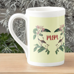Gott Rosa Buds och Bird på Grenar för Mamma Benporslin Mugg