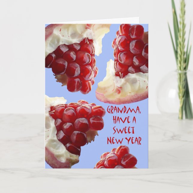 Gott Rosh Hashanah för mormor, Granatäpple Helgkort (Framsida)