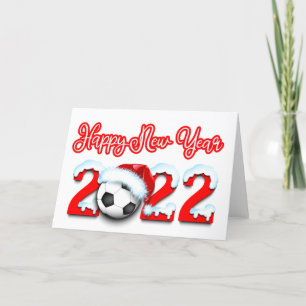 Gott snöigt nytt år 2022 fotboll fotboll boll helgkort