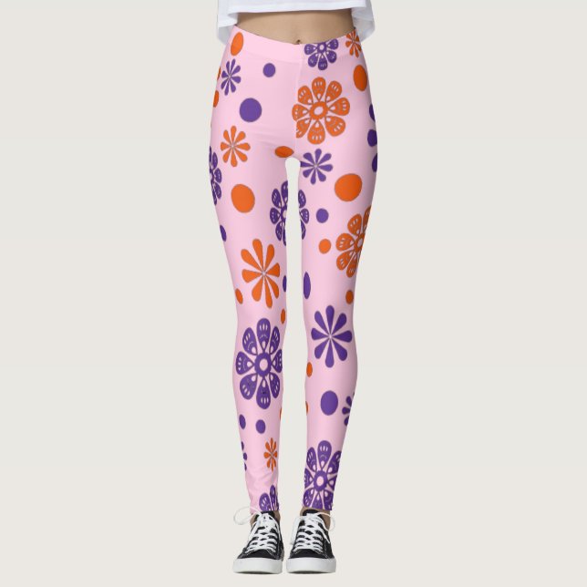 Gott sötningsmedel Blommor och Ro Mönster Leggings (Framsida)
