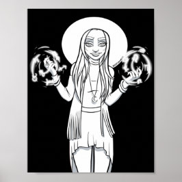 Gott, svart, vitt, kvinnligt, illustrerat poster