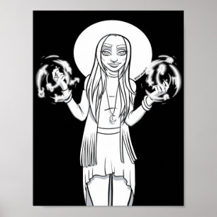 Gott, svart, vitt, kvinnligt, illustrerat poster