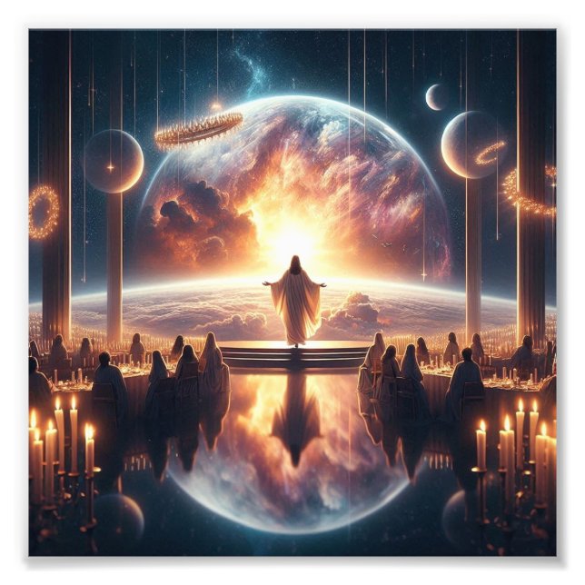 Gott tänkande: Jesus i Cosmic Harmony" Fototryck (Framsidan)