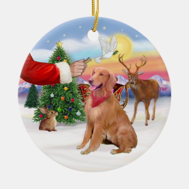 Gott till en Golden Retriever Julgransprydnad Keramik (Framsidan)