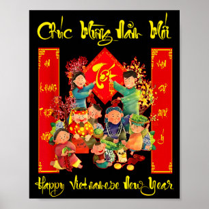 Gott vietnamesiskt nyår Chuc Mung Nam Moi Tet Ho Poster