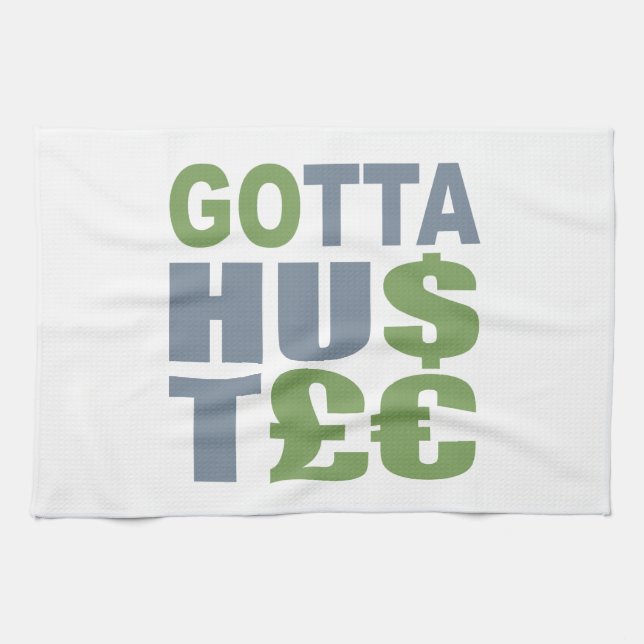 GOTTA HUSTLE/HU$T £anpassningsbar kökshandduk (Horisontell)