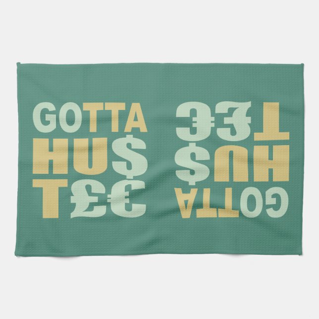 GOTTA HUSTLE/HU$T £anpassningsbar kökshandduk (Horisontell)