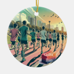 Gotta Run Running Club Pop Art Julgransprydnad Keramik