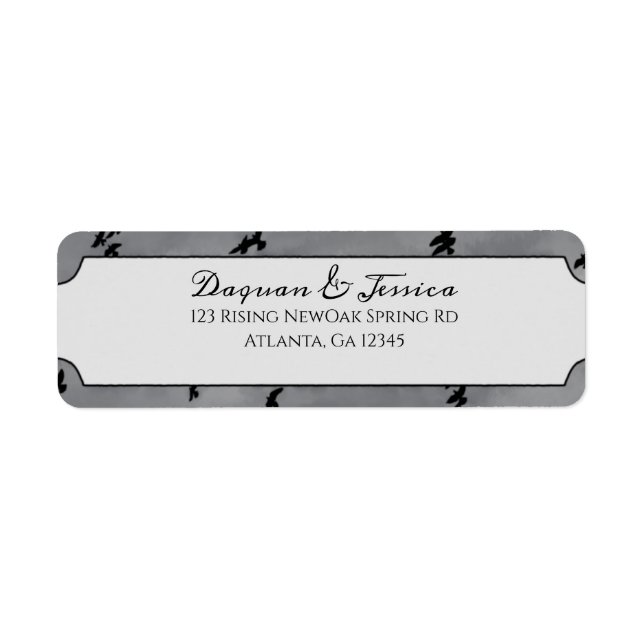 Gottande svarta fågel gotiic returadress etikett (Framsidan)