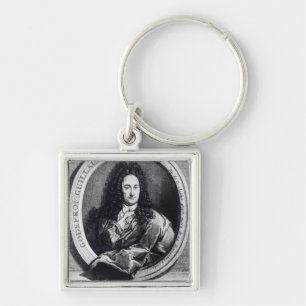 Gottfried Wilhelm Leibniz Fyrkantig Silverfärgad Nyckelring
