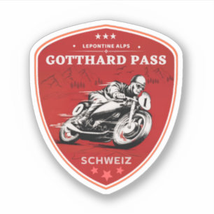 Gotthard Pass schweiziska-alperna motorcykelresa Klistermärken