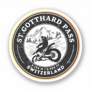 Gotthard Pass schweiziska alperna motorcykeltur Klistermärken