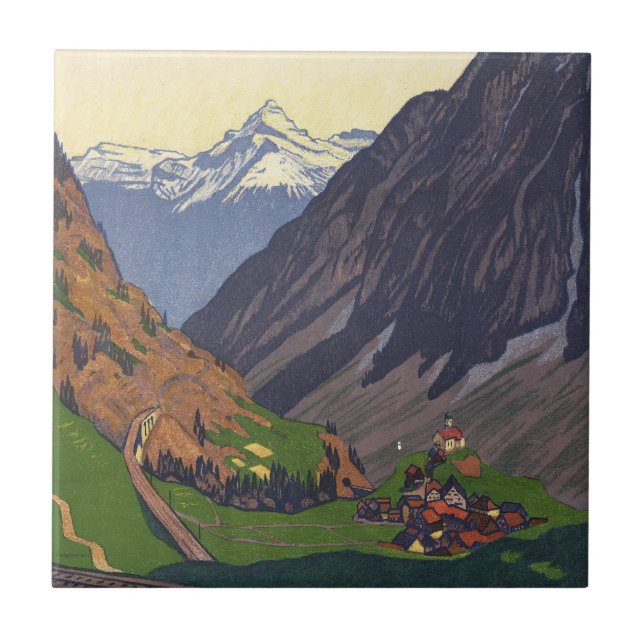 Gotthardpasset bergspass i Alperna Kakelplatta (Framsidan)