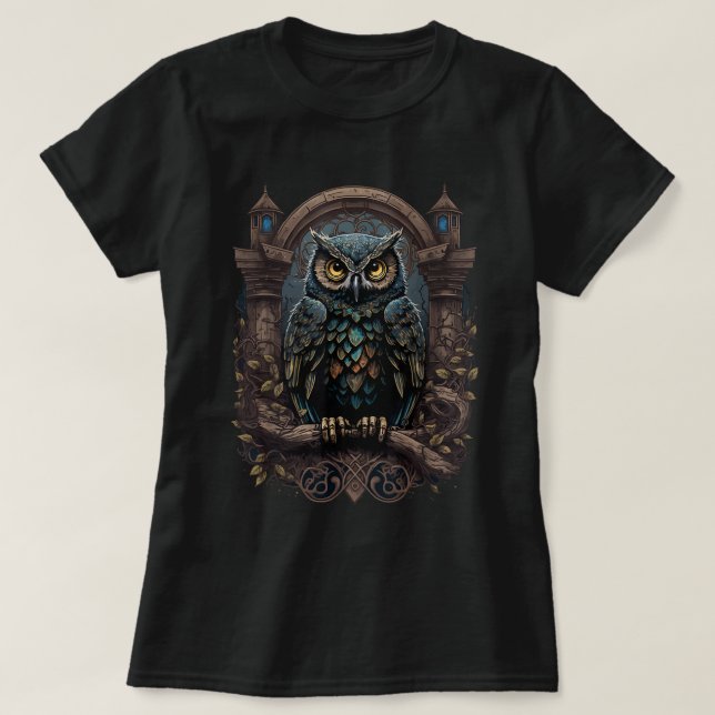 Gottic Uggla Måne Phase Witchcraft Enthusiast T Shirt (Design framsida)