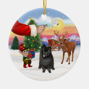 Gottis åt en svart pomeranian julgransprydnad keramik