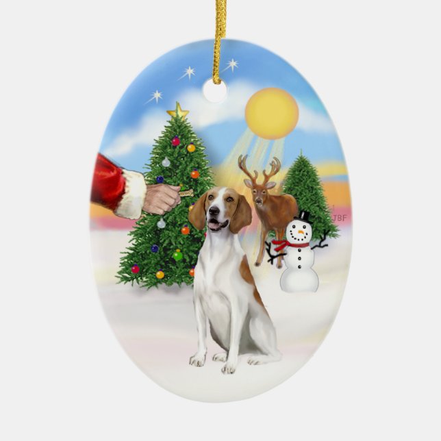 gottis för en American Foxhound Julgransprydnad Keramik (Framsidan)