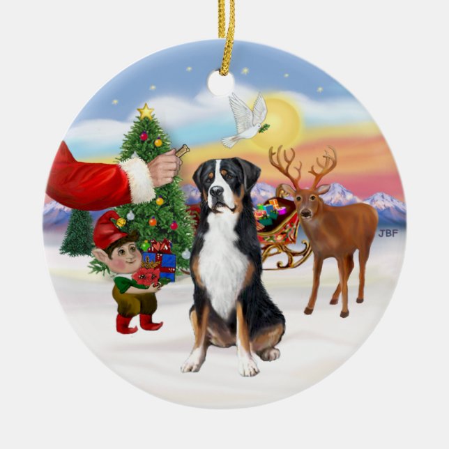 Gottis för en Greater Swiss Mountain Dog Julgransprydnad Keramik (Framsidan)
