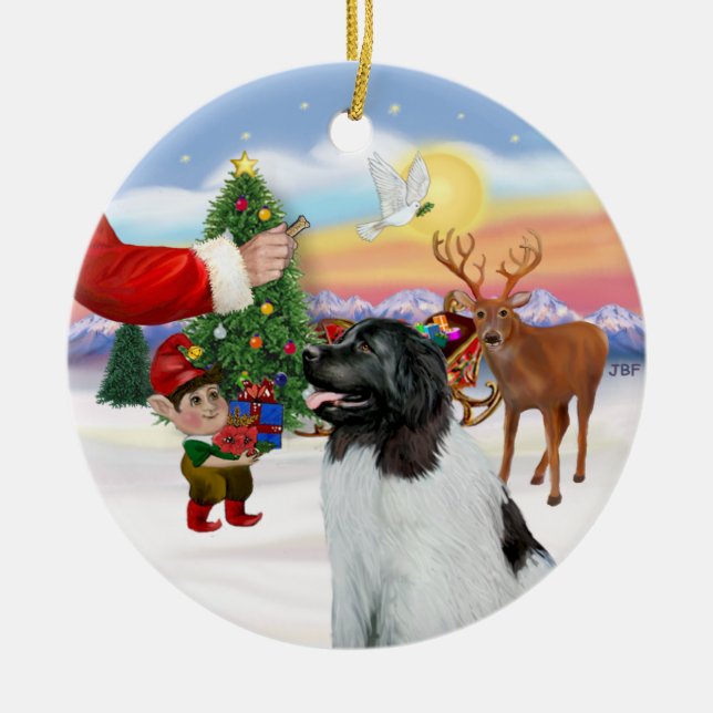 Gottis för en Landseer Newfoundland Julgransprydnad Keramik (Framsidan)