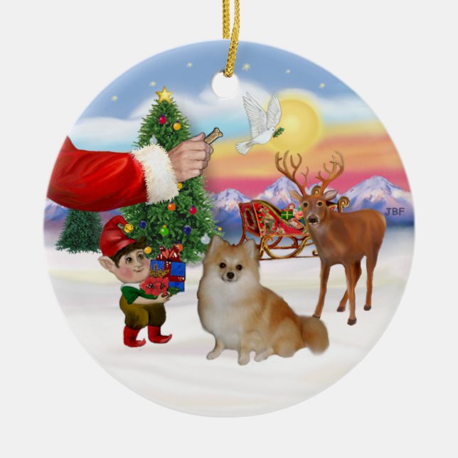 Gottis för en Pomeranian Julgransprydnad Keramik (Framsidan)