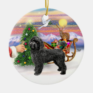 Gottis för en portugisisk vattenhund (svart, stå) julgransprydnad keramik