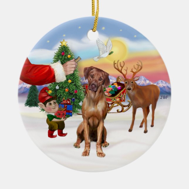 Gottis för en Rhodesian Ridgeback Julgransprydnad Keramik (Framsidan)