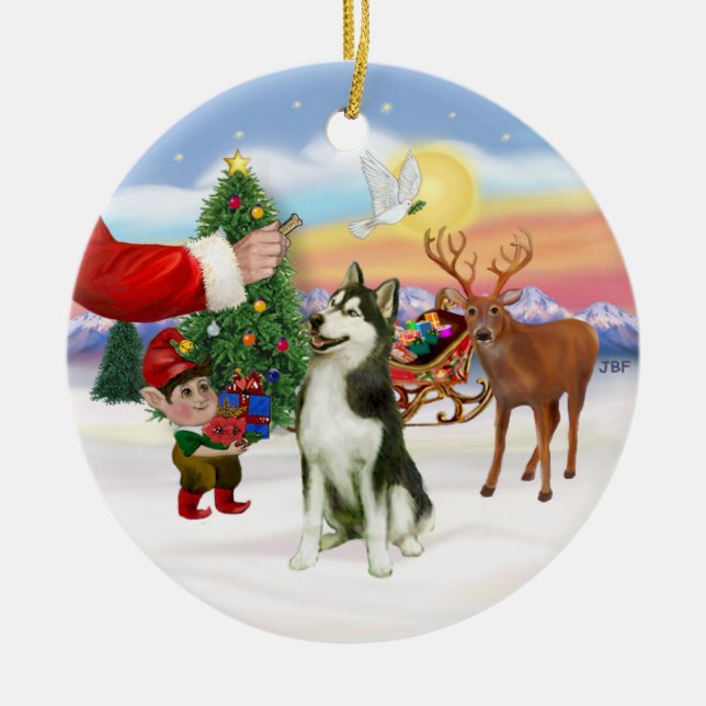 Gottis för en sibirisk husky (#3) julgransprydnad keramik (Framsidan)