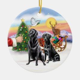 Gottis för två svarta labradorer julgransprydnad keramik