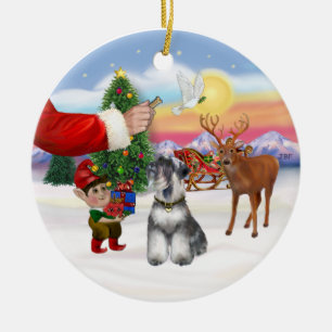 Gottis till en Schnauzer (naturliga öron) Julgransprydnad Keramik