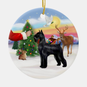 Gottisbit för en jätte svart Schnauzer Julgransprydnad Keramik