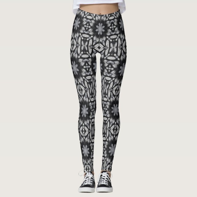 Gotvit 8-spetsig geometrisk design leggings (Framsida)