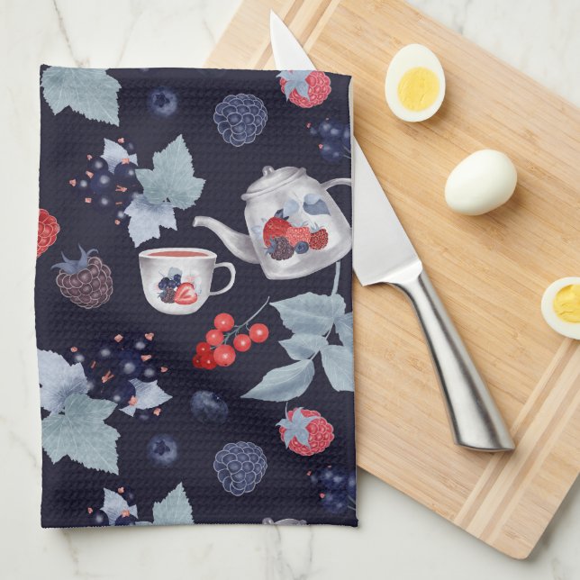 Gouache Berries Mönster Apron Kökshandduk (Vikt i Fjärdedel)